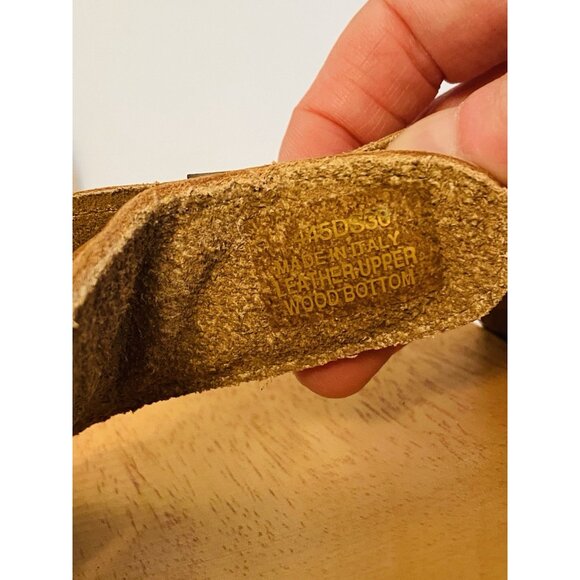 Dr Scholls Women Size 10 M Wood Exercise Clog Sandal Tan Leather Slide Shoe New - Picture 7 of 15